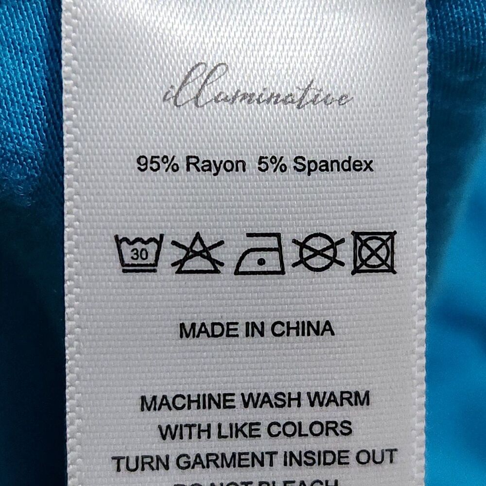 Illuminative Tunic Top Size Medium Blue Vneck Short Sleeve - Picture 12 of 14